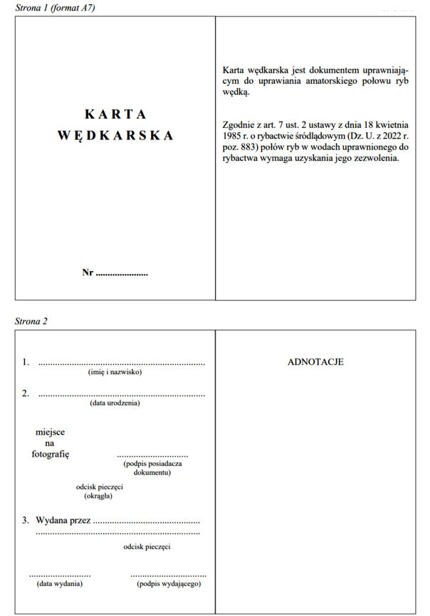 Nowy wzór Karty Wędkarskiej od&nbsp;27.07.2023